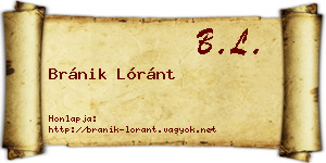 Bránik Lóránt névjegykártya